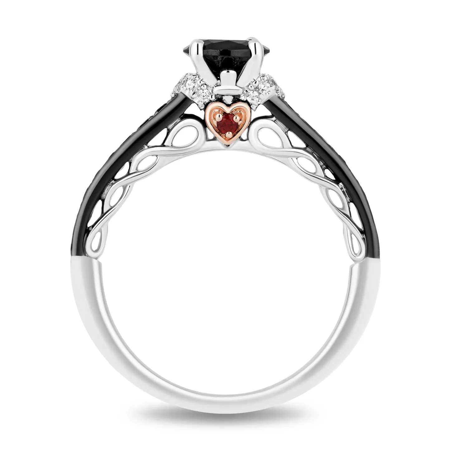 Enchanted Disney Fine Jewelry 14K White Gold and Rose Gold with 1 CTTW Diamonds and Garnet Evil Queen Engagement Ring