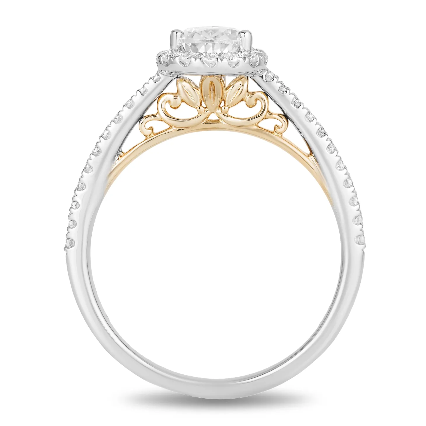 Enchanted Disney Fine Jewelry 14K White Gold and Yellow Gold With 3/4 CTTW Diamond Rapunzel Engagement Ring