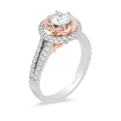 Enchanted Disney Fine Jewelry 14K White Gold and Rose Gold with 1 CTTW Belle Engagement Ring