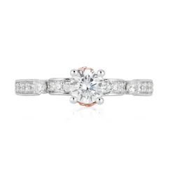 Enchanted Disney Fine Jewelry 14K White Gold and Rose Gold with 3/4 CTTW Belle Engagement Ring