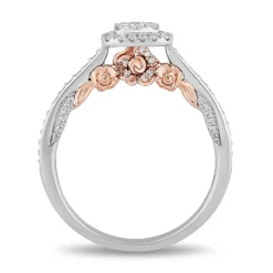 Enchanted Disney Fine Jewelry 14K White Gold and Rose Gold with 1/2 CTTW Diamond Belle Engagement Ring