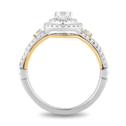 Enchanted Disney Fine Jewelry 14K White Gold and Yellow Gold with 1 CTTW Diamonds Rapunzel Engagement Ring