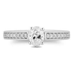 Enchanted Disney Fine Jewelry 14K White Gold and Rose Gold With 3/4 CTTW Diamond Snow White Engagement Ring
