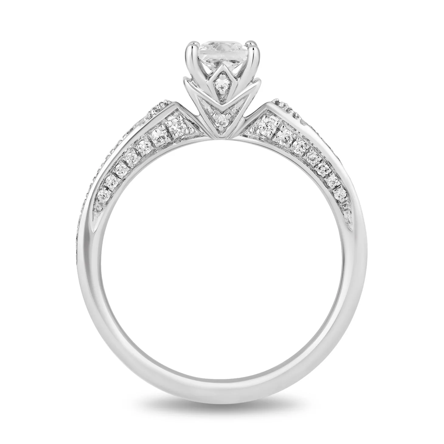 Enchanted Disney Fine Jewelry 14K White Gold with 3/4 CTTW Diamonds Elsa Engagement Ring