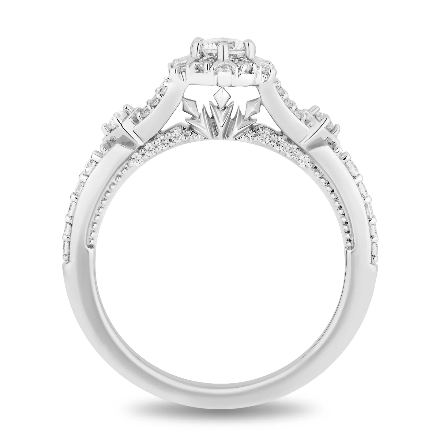 Enchanted Disney Fine Jewelry 10K White Gold with 5/8 CTTW Diamonds Elsa Engagement Ring
