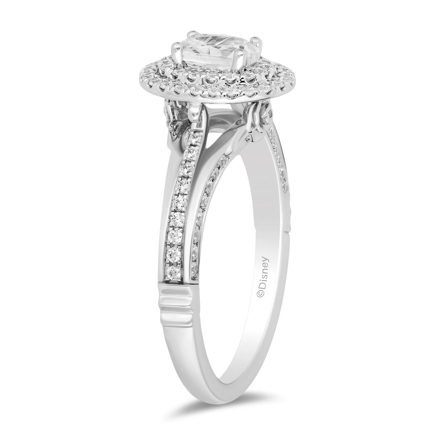 Enchanted Disney Fine Jewelry 14K White Gold with 1 CTTW Diamonds Cinderella Engagement Ring