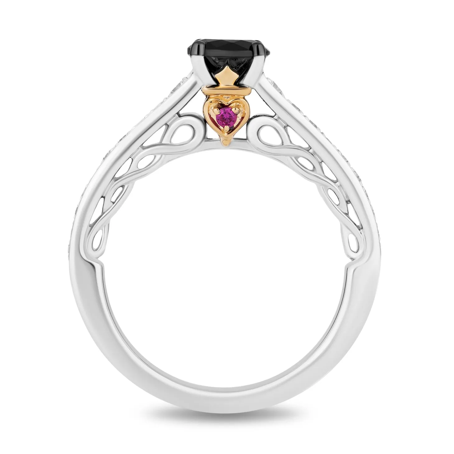 Enchanted Disney Fine Jewelry 14K White Gold and Yellow Gold with 1 CTTW Diamonds and Ruby Evil Queen Engagement Ring