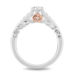 Enchanted Disney Fine Jewelry 14K White Gold and Rose Gold with 3/4 CTTW Diamonds Belle Engagement Ring