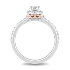 Enchanted Disney Fine Jewelry 14K White Gold and Rose Gold with 3/4 CTTW Diamonds Snow White Engagement Ring