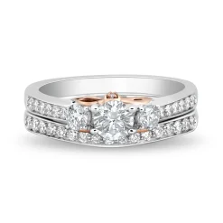 Enchanted Disney Fine Jewelry 14K White Gold and Rose Gold with 1 1/5 CTTW Snow White Bridal Set
