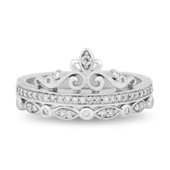 Enchanted Disney Fine Jewelry Sterling Silver with 1/4 CTTW Diamond Majestic Princess Ring