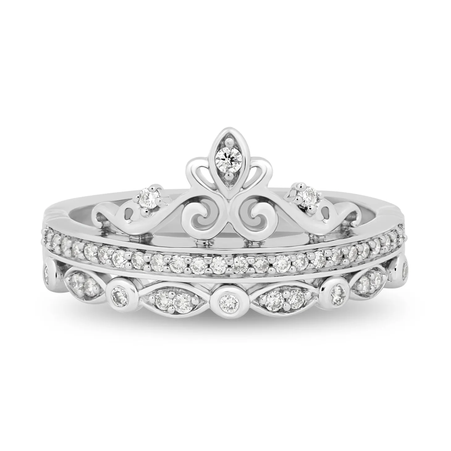 Enchanted Disney Fine Jewelry Sterling Silver with 1/4 CTTW Diamond Majestic Princess Ring