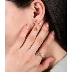 Enchanted Disney Fine Jewelry Sterling Silver and 10K Yellow Gold with 1/6 CTTW Diamond Mulan Ring