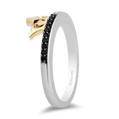 Enchanted Disney Fine Jewelry 14K Yellow Gold Over Sterling Silver with 1/6 CTTW Black and White Diamonds Cruella Ring