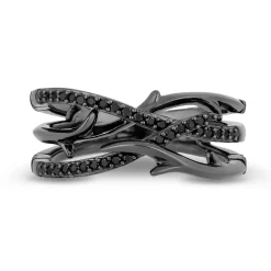 Enchanted Disney Fine Jewelry Black Rhodium over Sterling Silver 1/5 CTTW Maleficent Creeper Ring