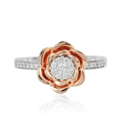 Enchanted Disney Fine Jewelry 14K Rose Gold Over Sterling Silver 1/4 CTTW Belle Rose Composite Ring