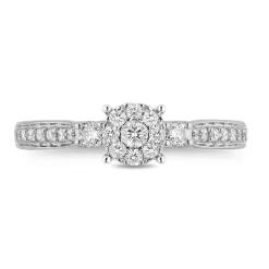 Enchanted Disney Fine Jewelry 14K White Gold and Rose Gold 1/2 CTTW Blue & White Diamond Belle Engagement Ring