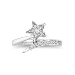 Enchanted Disney Fine Jewelry Sterling Silver with 1/8 CTTW Diamonds Tinker Bell Fashion Ring