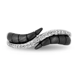 Enchanted Disney Fine Jewelry Sterling Silver with Black Rhodium 1/8 CTTW Maleficent Horn Ring