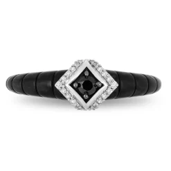 Enchanted Disney Fine Jewelry Sterling Silver with Black Rhodium 1/6 CTTW Maleficent Horn Ring