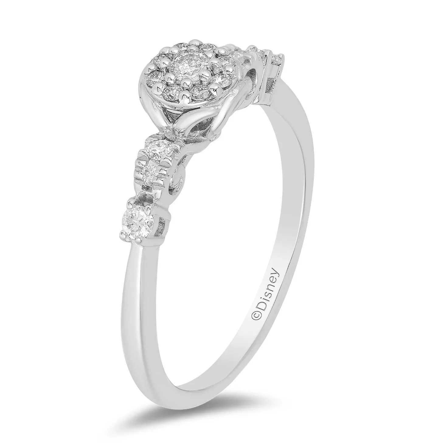 Enchanted Disney Fine Jewelry Sterling Silver with 1/4 CTTW Diamond Cinderella Ring