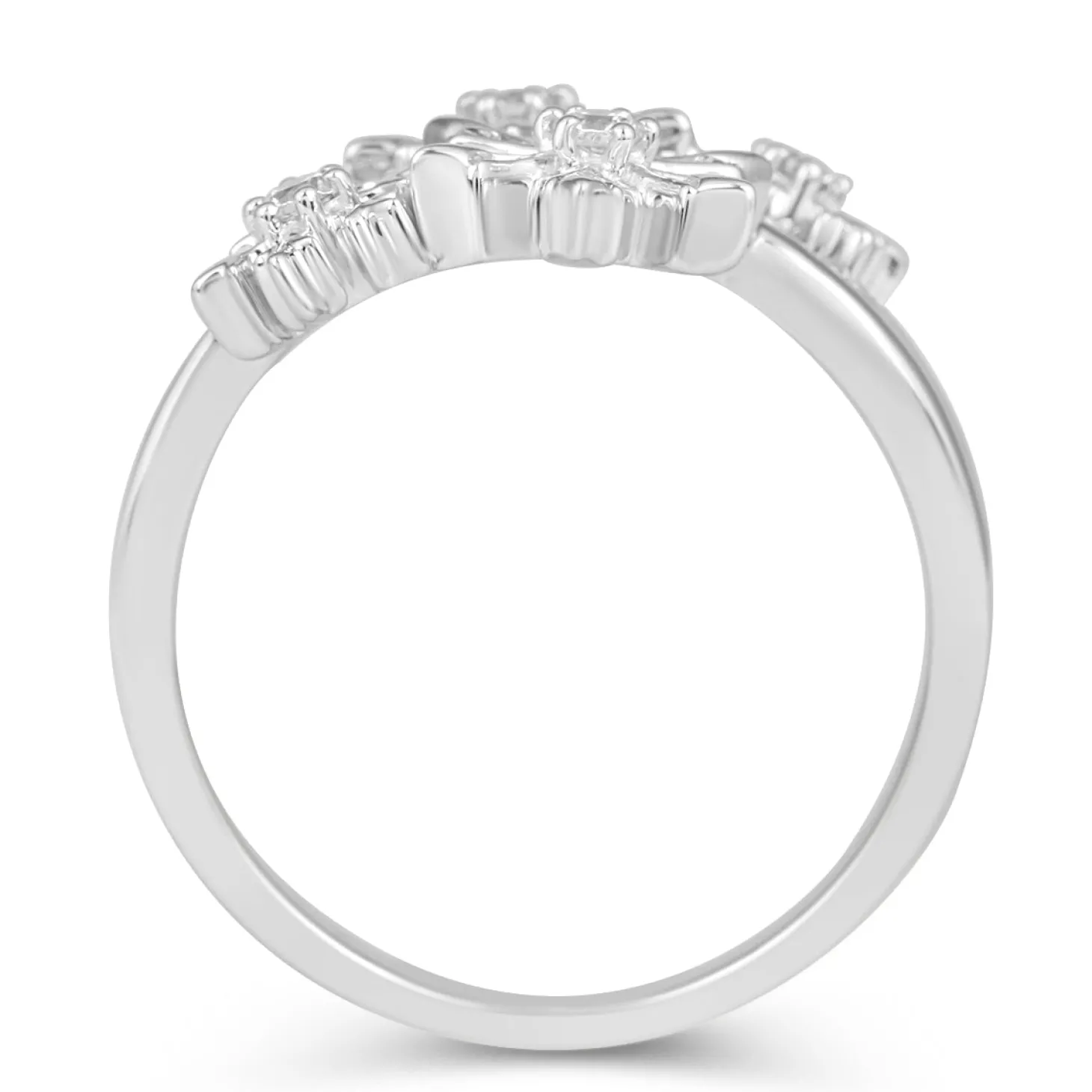 Enchanted Disney Fine Jewelry Sterling Silver with 1/10 CTTW Diamonds Elsa Snowflake Ring