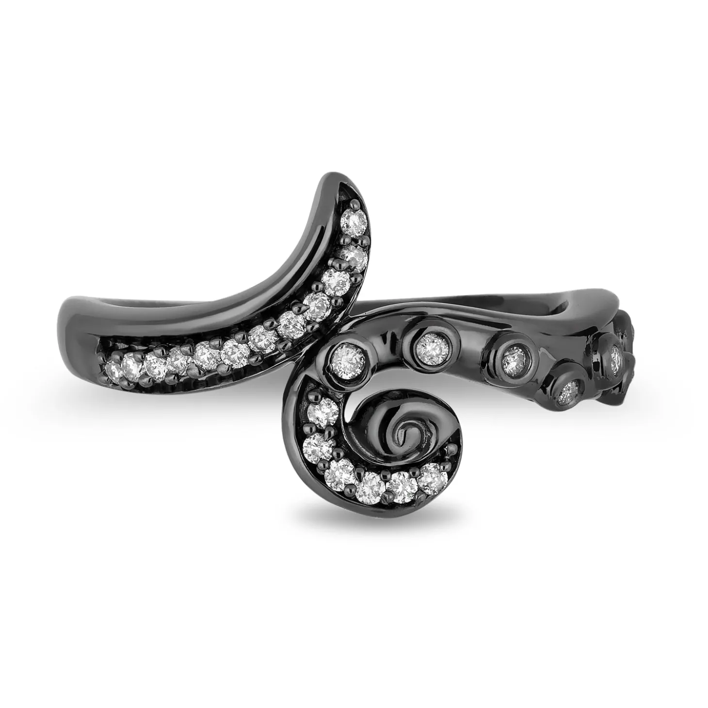 Enchanted Disney Fine Jewelry Sterling Silver with Black Rhodium 1/6 CTTW Ursula Ring