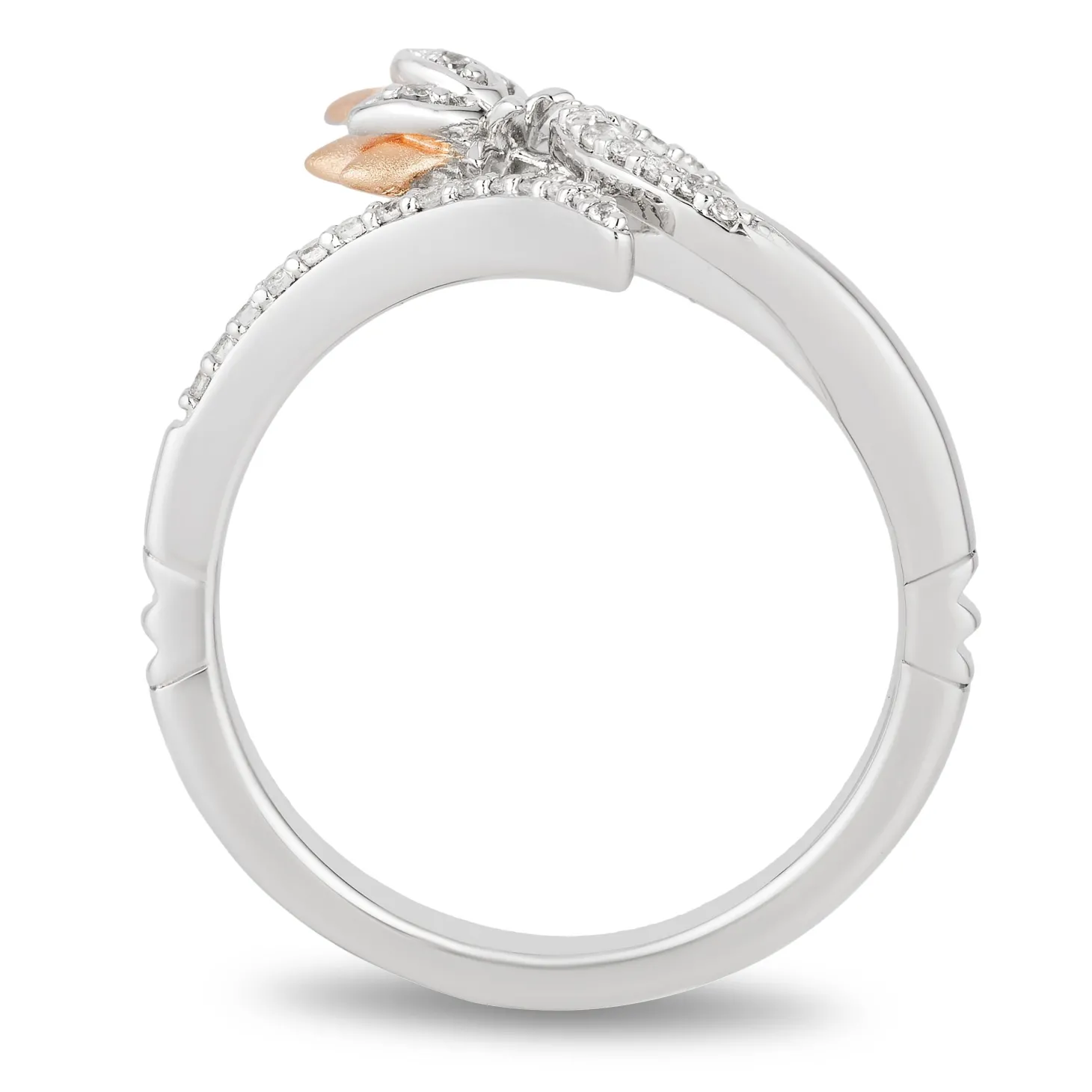 Enchanted Disney Fine Jewelry Sterling Silver and 10K Rose Gold 1/10 CTTW Jasmine Ring