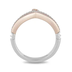 Enchanted Disney Fine Jewelry Sterling Silver and 10K Rose Gold 1/10 CTTW Majestic Princess Ring