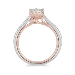 Enchanted Disney Fine Jewelry 10K White Gold and Rose Gold 1/3 CTTW Belle Composite Rose Engagement Ring