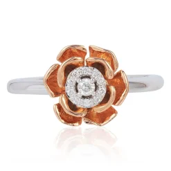 Enchanted Disney Fine Jewelry 14K White Gold And Rose Gold 1/10 CTTW Belle Fashion Ring