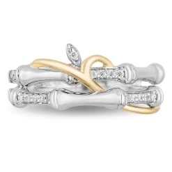 Enchanted Disney Fine Jewelry 10K White Gold and Yellow Gold 1/10 CTTW Mulan Ring