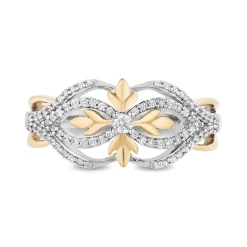 Enchanted Disney Fine Jewelry Sterling Silver and 10K Yellow Gold with 1/4 CTTW Diamond Anna Ring