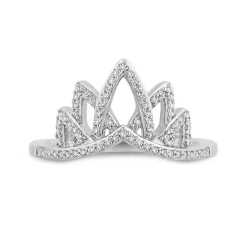 Enchanted Disney Fine Jewelry Sterling Silver With 1/5 CTTW Diamond Tiana Crown Ring