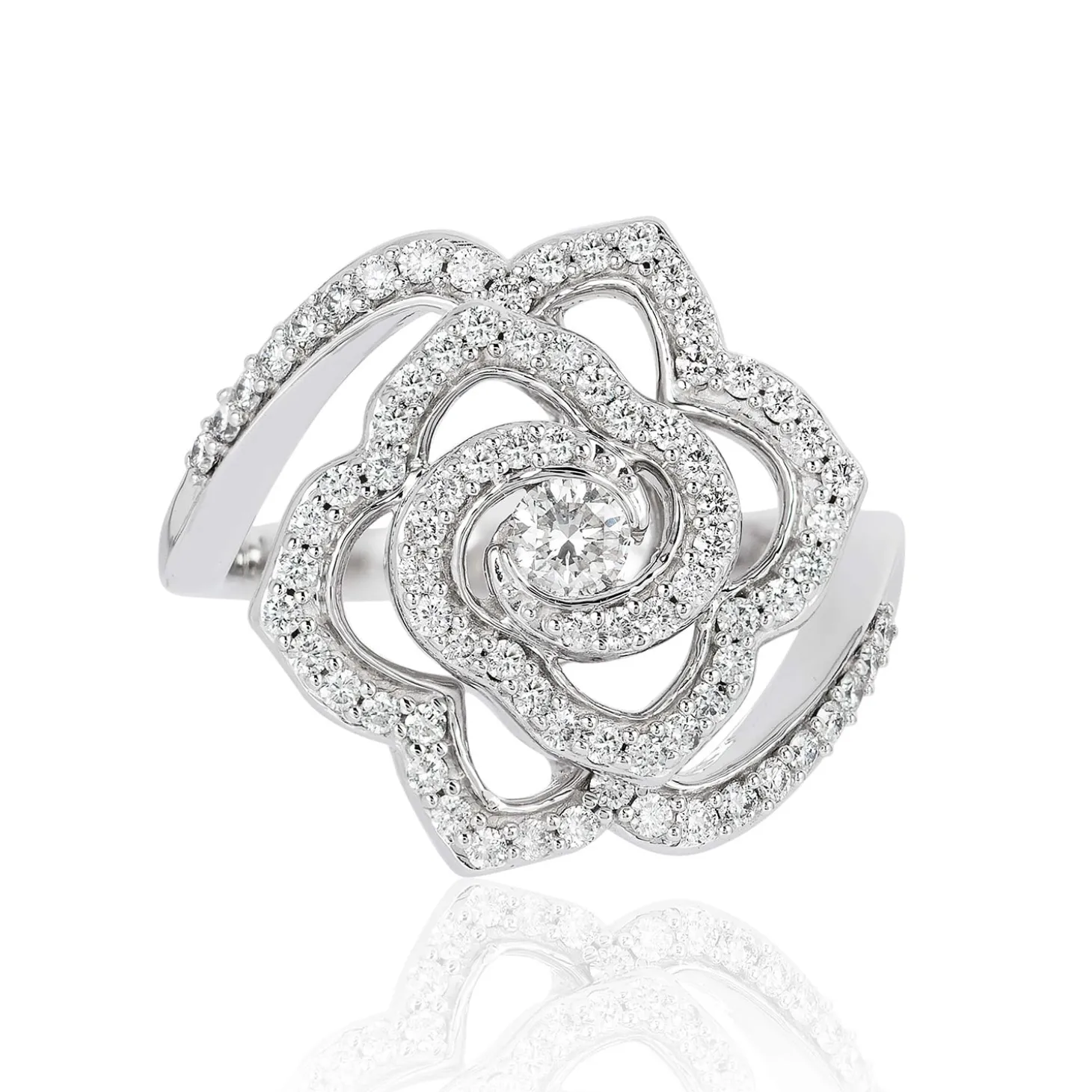 Enchanted Disney Fine Jewelry 14K White Gold 5/8 CTTW Belle Rose Ring
