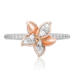 Enchanted Disney Fine Jewelry Sterling Silver and 10K Rose Gold with 1/4  CTTW Diamond Rapunzel Ring