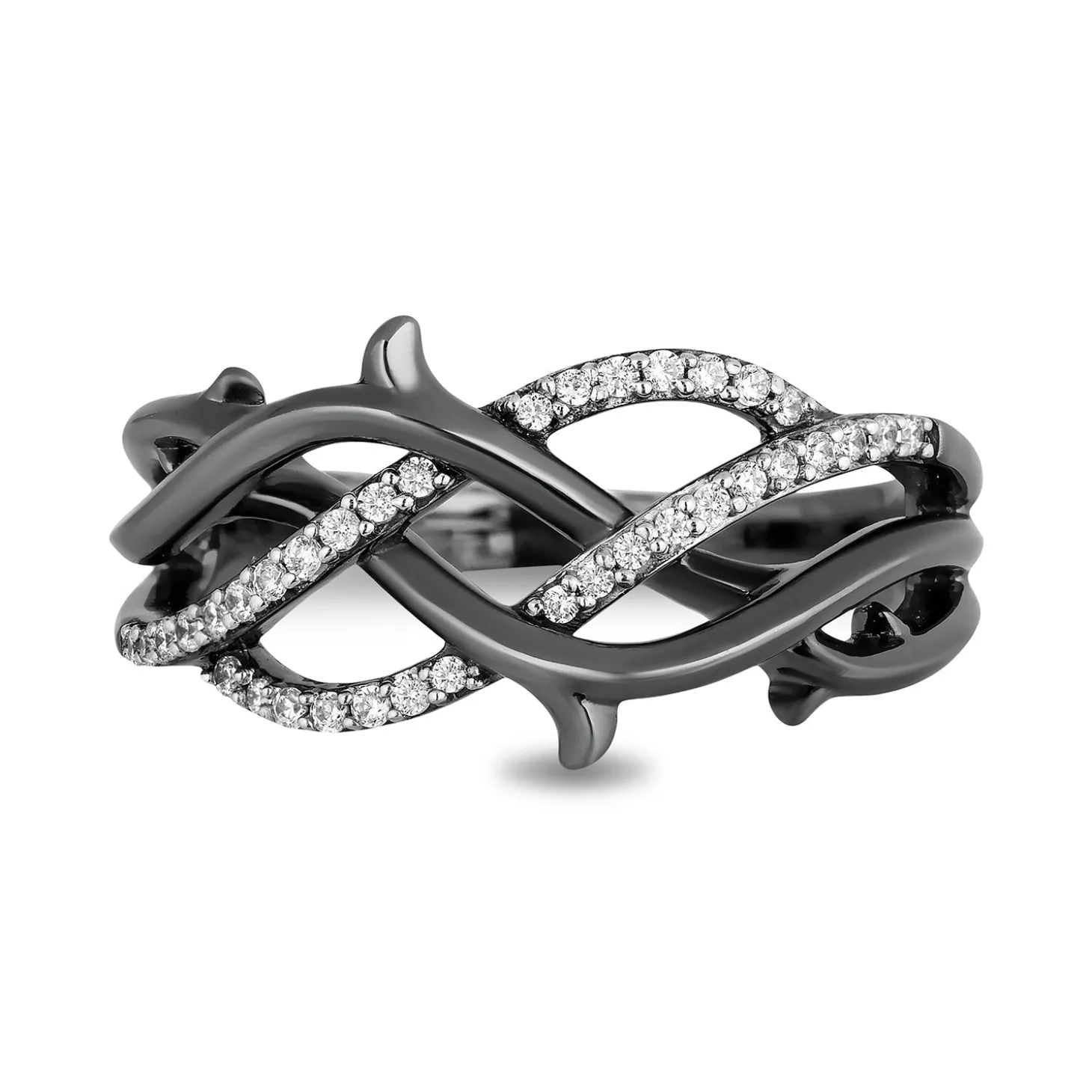 Enchanted Disney Fine Jewelry Black Rhodium over Sterling Silver with 1/6 CTTW Diamond Maleficent Ring
