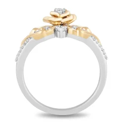 Enchanted Disney Fine Jewelry 14K Yellow Gold Over Sterling Silver with 1/6 CTTW Diamonds Belle Ring