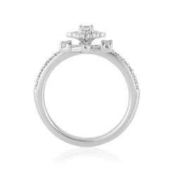 Enchanted Disney Fine Jewelry Sterling Silver with 1/4 CTTW Diamonds Elsa Ring