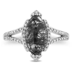 Enchanted Disney Fine Jewelry Sterling Silver 1/3 CTTW Diamond and Rutile Quartz Maleficent Ring