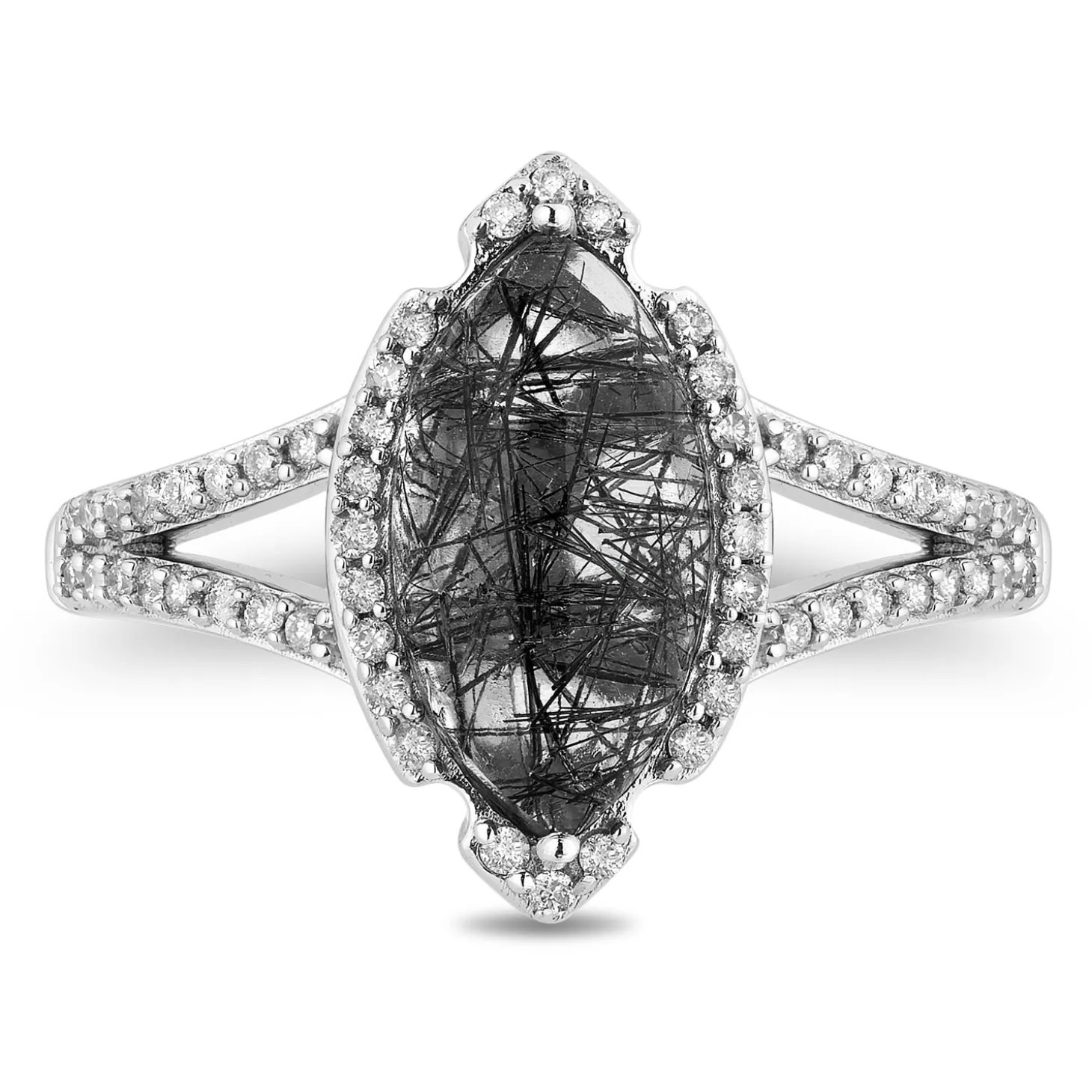 Enchanted Disney Fine Jewelry Sterling Silver 1/3 CTTW Diamond and Rutile Quartz Maleficent Ring