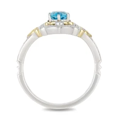 Enchanted Disney Fine Jewelry Sterling Silver and 10K Yellow Gold 1/5 CTTW Diamond and Swiss Blue Topaz Jasmine Ring