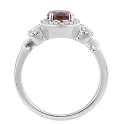Enchanted Disney Fine Jewelry Sterling Silver with 1/6 CTTW Diamond and Red Garnet Snow White Bow Ring