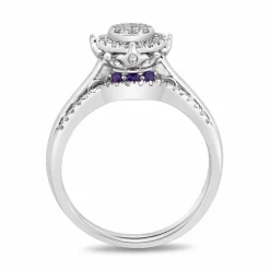 Enchanted Disney Fine Jewelry 14K White Gold with 1/3 CTTW Diamond and Amethyst Ariel Bridal Set