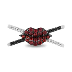 Enchanted Disney Fine Jewelry Bite Back Sterling Silver 1/6 CTTW Diamond and Garnet Disney Cruella Live Action Ring