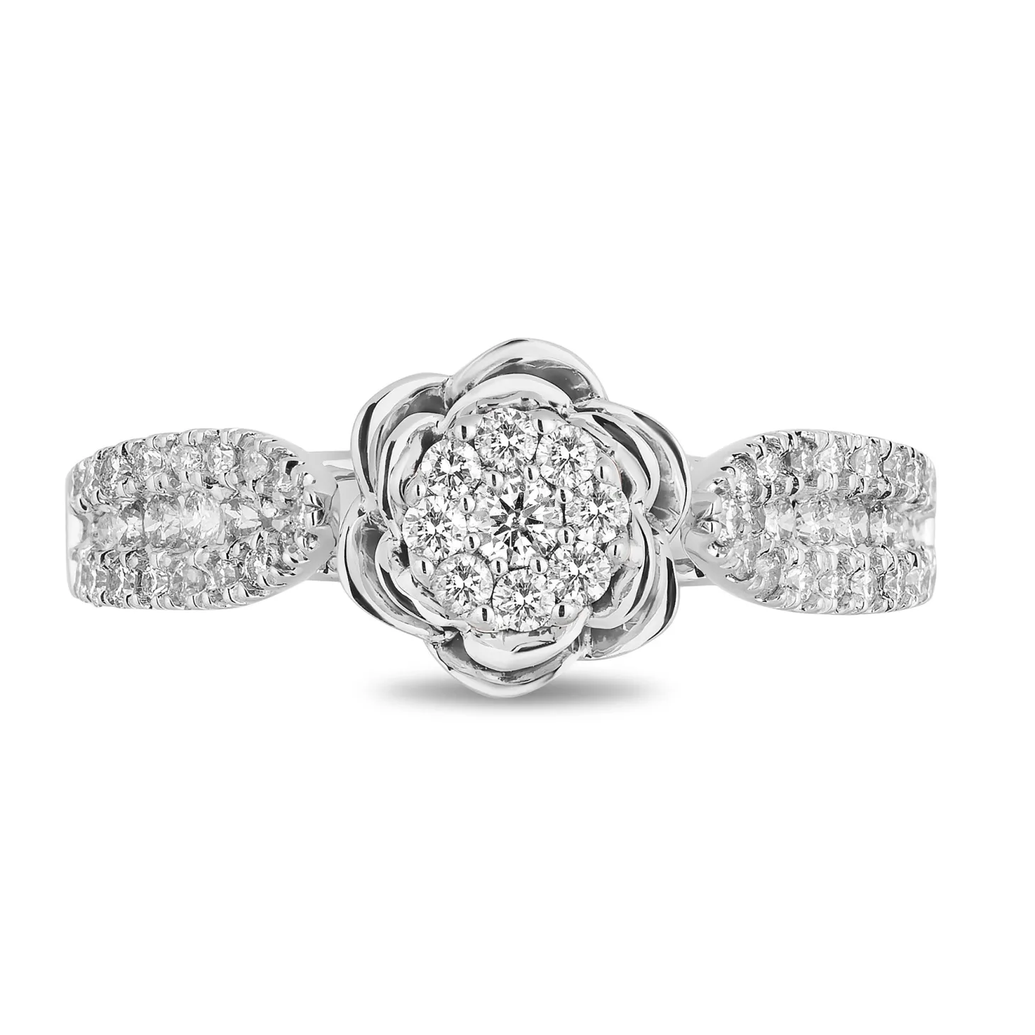 Enchanted Disney Fine Jewelry 14K White Gold with 3/4 CTTW Belle Rose Bridal Set