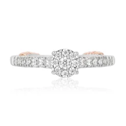 Enchanted Disney Fine Jewelry 14K White Gold and Rose Gold with 1/2 CTTW Ariel Shell Bridal Set