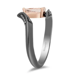Enchanted Disney Fine Jewelry Black Rhodium and 14K Rose Gold Over Sterling Silver with 1/10 CTTW Diamond and Morganite Maleficent Ring