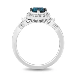 Enchanted Disney Fine Jewelry Sterling Silver with 1/6 CTTW. Diamonds and London Blue Topaz Cinderella Ring