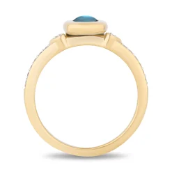 Enchanted Disney Fine Jewelry 14K Yellow Gold Over Sterling Silver with 1/10 CTTW Diamonds and Swiss Blue Topaz Jasmine Ring
